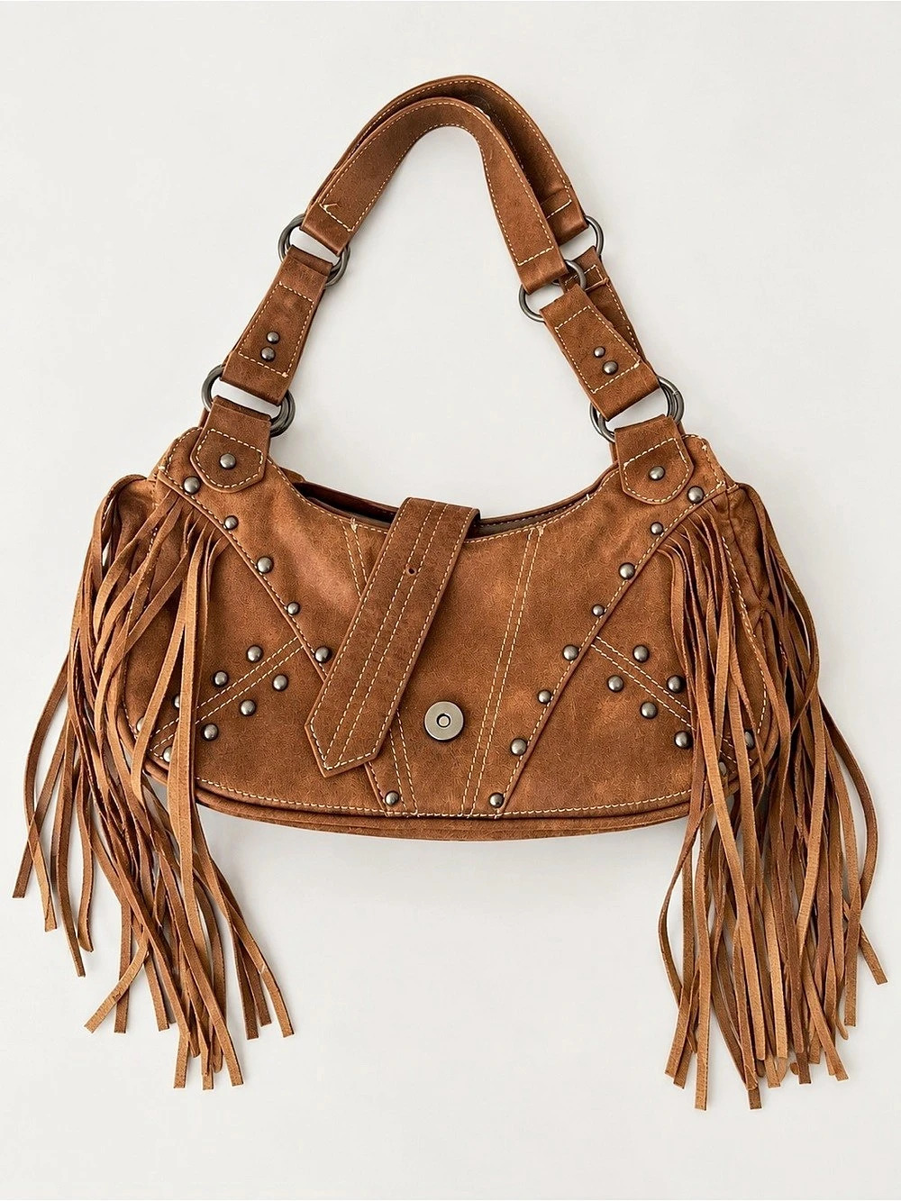 Bershka Brown Fringe Shoulder Bag